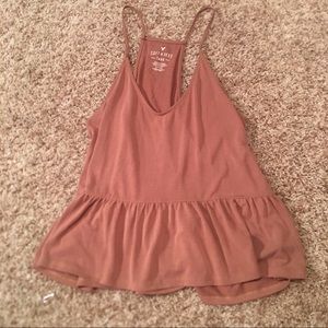 Tan ruffle tank